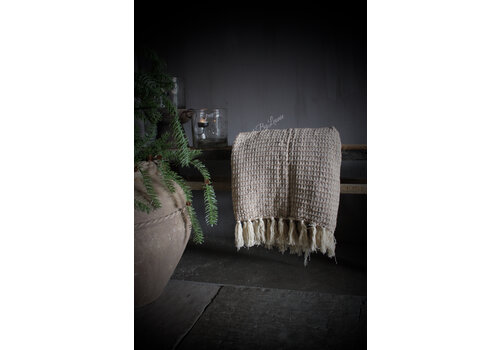 Plaid katoen Brown franje 180 x 130 cm