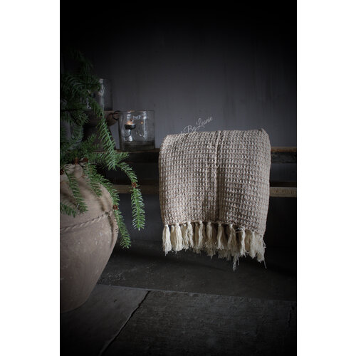 Plaid katoen Brown franje 180 x 130 cm  Plaid katoen Brown franje 180 x 130 cm