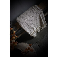 Plaid katoen Beige franje 180x130cm