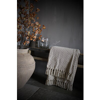 Plaid katoen Beige franje 180x130cm