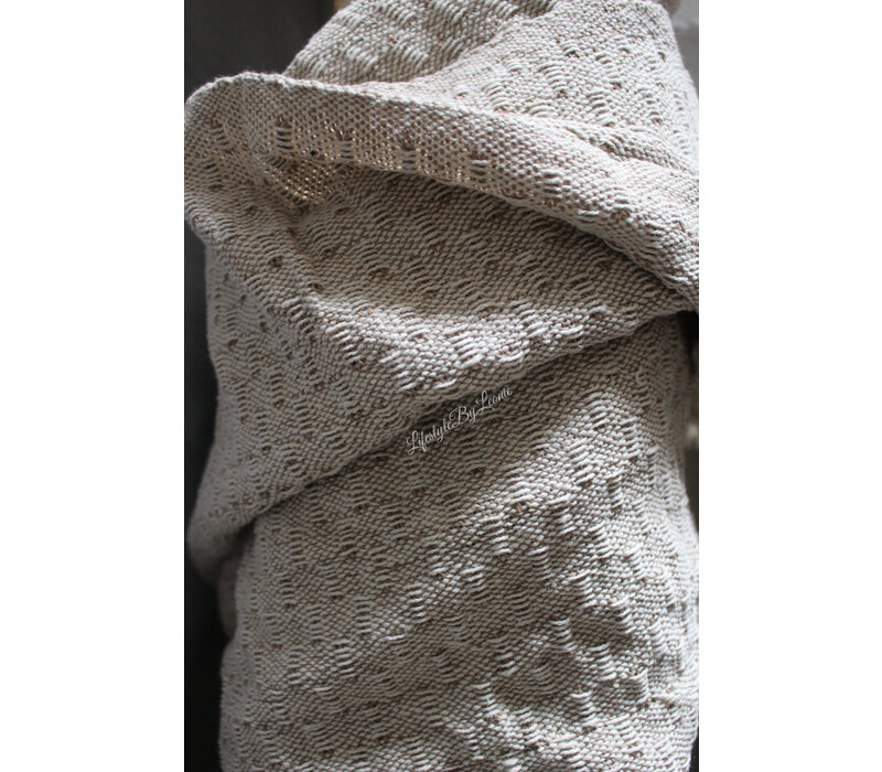 Plaid katoen Beige franje 180x130cm