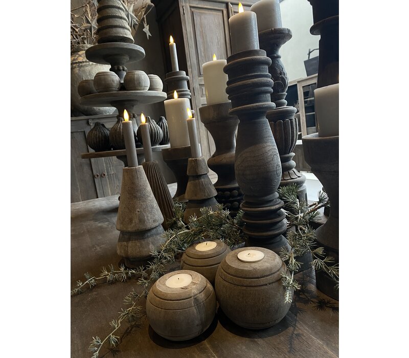 LUKSA houten kerstboom kandelaar Clara 22 cm