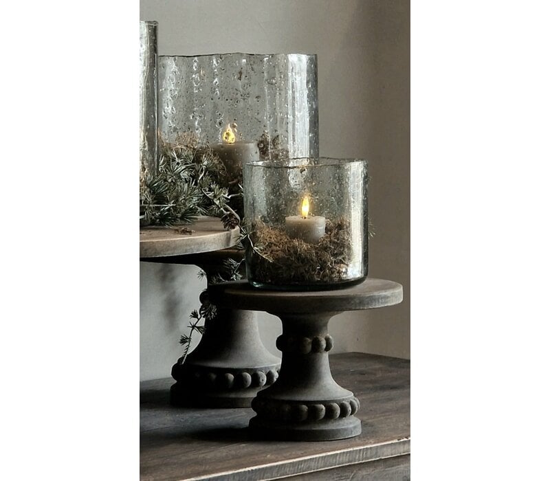 Ronde houten tray op voet Sober grey 24 x 19Bcm