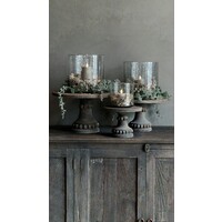 Ronde houten tray op voet Sober grey 24 x 19Bcm