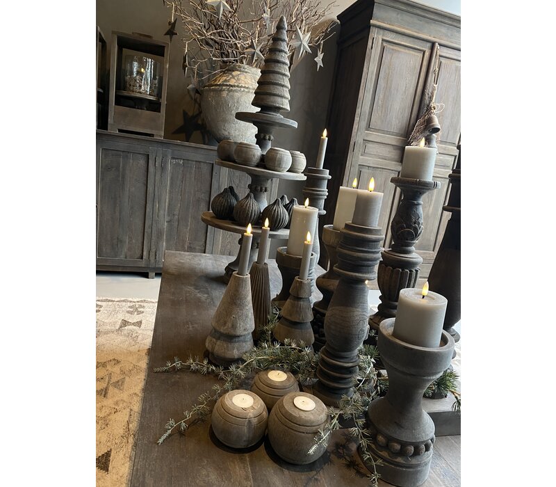 LUKSA houten bol waxinelichthouder 10 cm