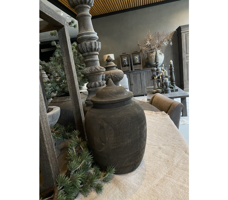 Luksa houten pot met deksel Liana 30x20cm