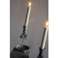 Sobere old look Dennenappel kandelaar dinerkaars 17cm