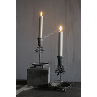 Sobere old look Dennenappel kandelaar dinerkaars 17cm