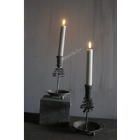 Sobere old look Dennenappel kandelaar dinerkaars 17cm