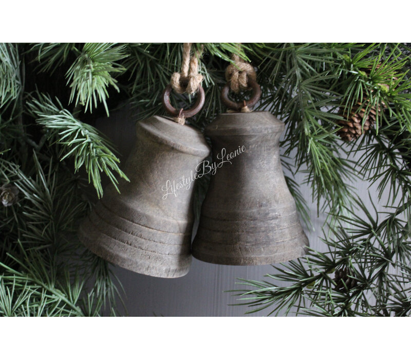 Houten sobere kerstklok Luna 17 cm