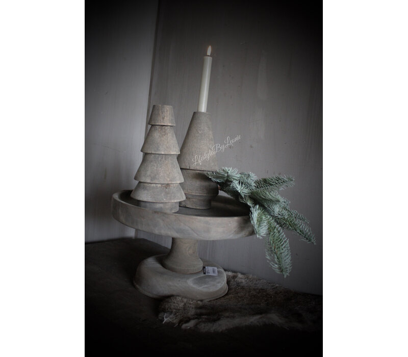 LUKSA houten kerstboom kandelaar Maya 22 cm