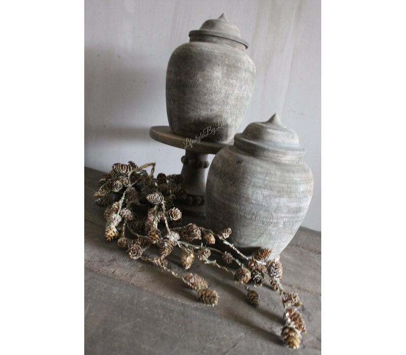 LUKSA houten pot met deksel Liana 30 x 20 cm