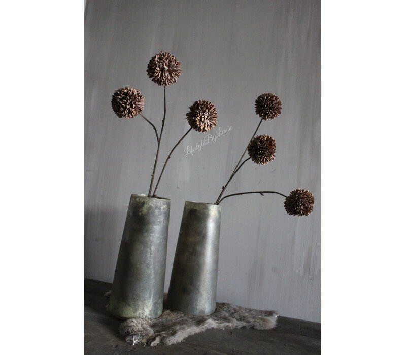 Namaak PomPom tak 3 bollen Chocolate brown 78 cm