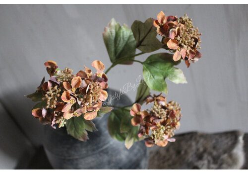 Namaak Hortensia 3 bloemen brown/camel 82 cm