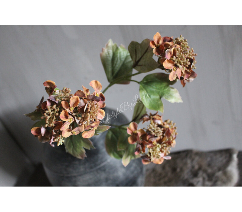 Namaak hortensia 3 bloemen Brown/camel 82cm