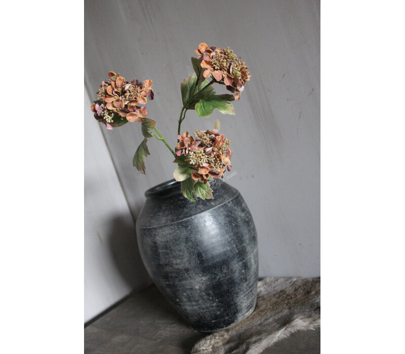 Namaak hortensia 3 bloemen Brown/camel 82cm