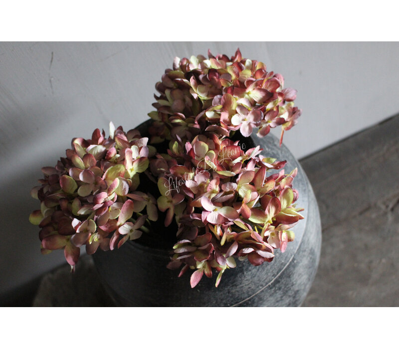 Zijden hortensia tak Autumn mauve 44cm