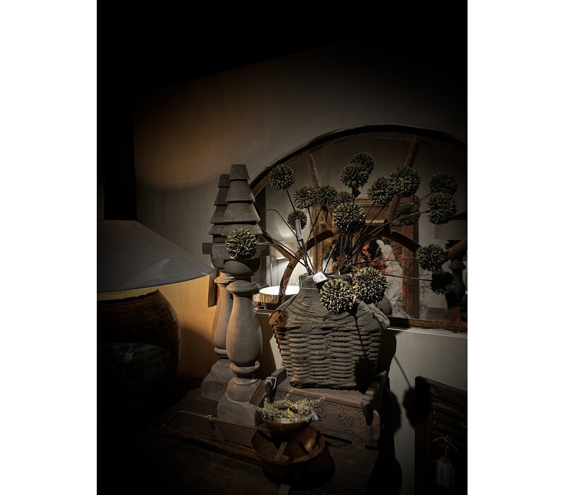 Namaak PomPom tak 3 bollen Olive 78 cm