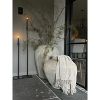 Sober shabby opengewerkt plaid Old white 150 cm