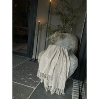 Sober shabby opengewerkt plaid Old white 150 cm