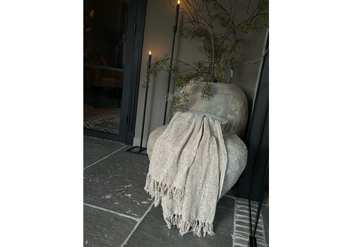 Sober shabby opengewerkt plaid Old white 150 cm Sober shabby opengewerkt plaid Old white 150 cm
