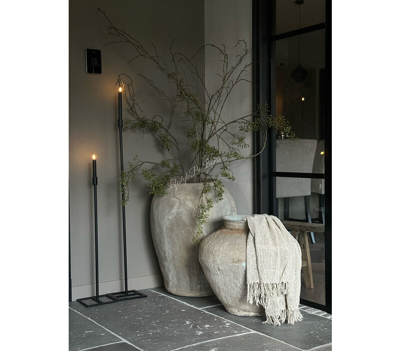 Sober shabby opengewerkt plaid Old white 150 cm