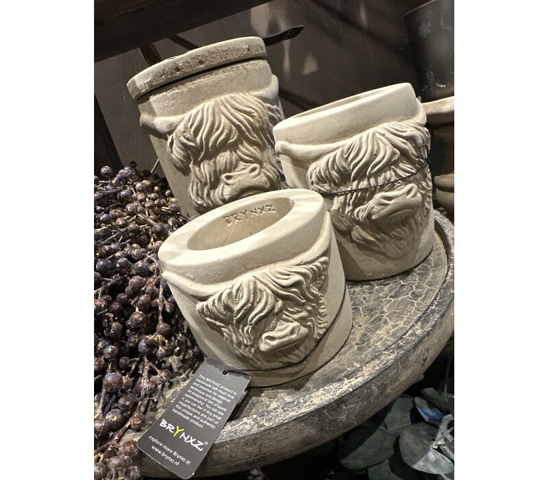 Brynxz waxinelichthouder hooglander Taupe 8 cm