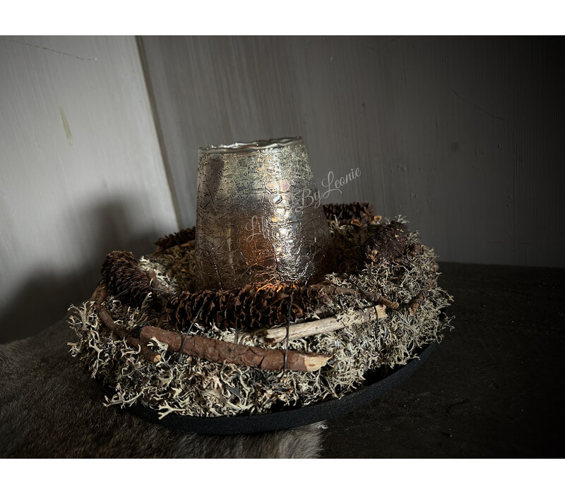 Grey moss wreath rasped spruce + sticks 30 cm