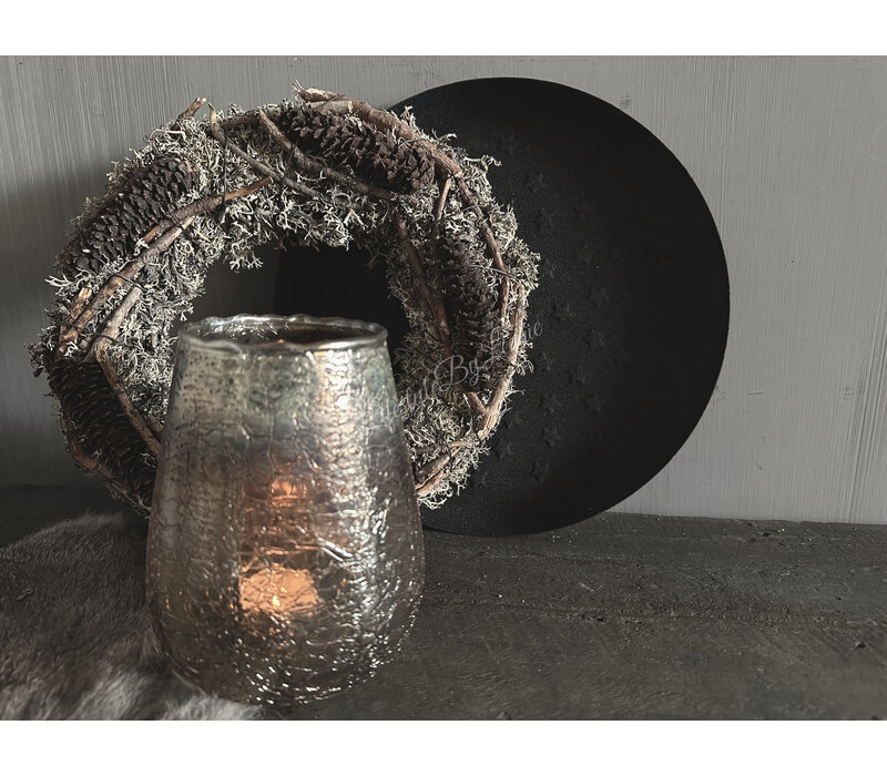 Grey moss wreath rasped spruce + sticks 30 cm