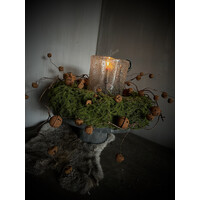 Roestige kerstbellen aan tak 80 cm