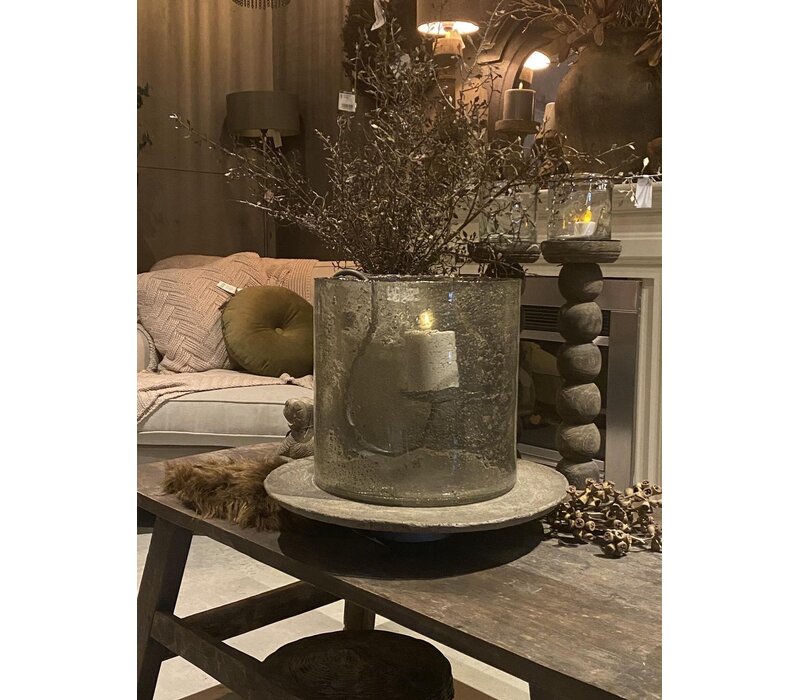 Cilinder windlicht Metal chips XL 30 cm