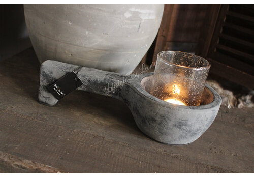 Brynxz Brynxz stenen liggende lepel kandelaar Stone black 29 cm