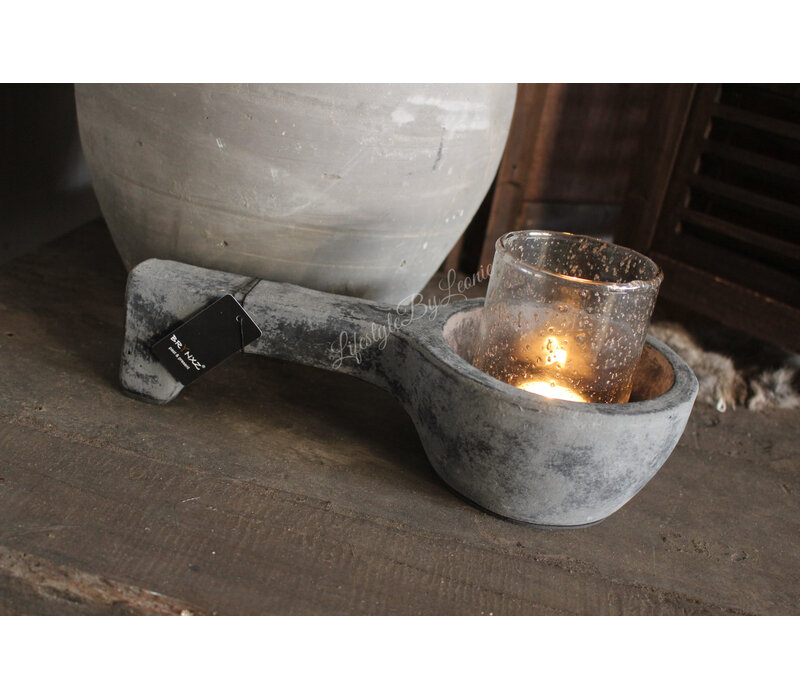 Brynxz stenen liggende lepel kandelaar Stone black 29 cm