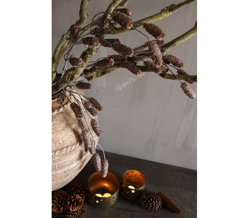 Namaak tak met dennenappels Brown 73cm