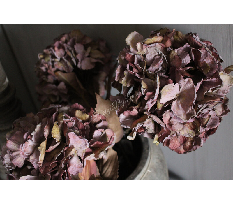 Brynxz zijden Hortensia mauve / aubergine 65 cm