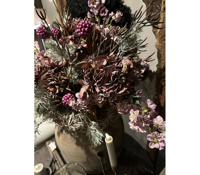 Brynxz zijden Hortensia mauve / aubergine 65 cm