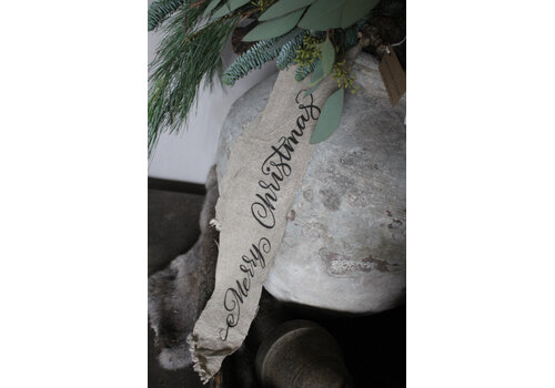 Shabby linnen kerst-lint Merry Christmas 100cm