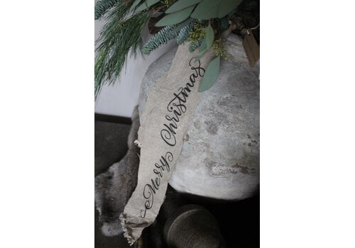 Shabby linnen kerstlint Merry Christmas 100 cm