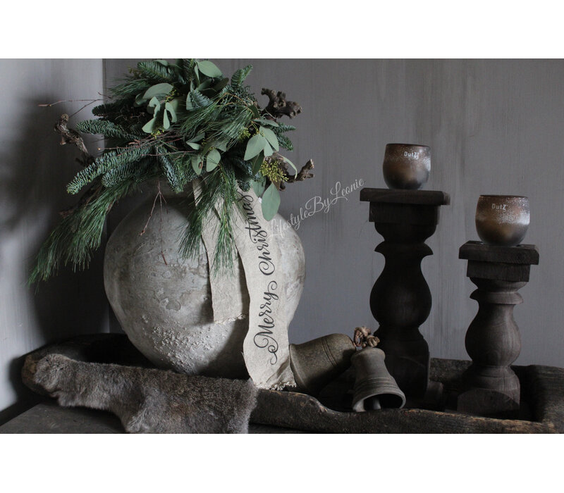 Shabby linnen kerst-lint Merry Christmas 100cm