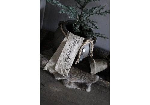 Shabby linnen kerstlint Joyeux Noël 100 cm