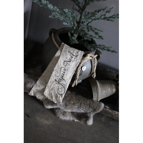 Shabby linnen kerstlint Joyeux Noël 100 cm 