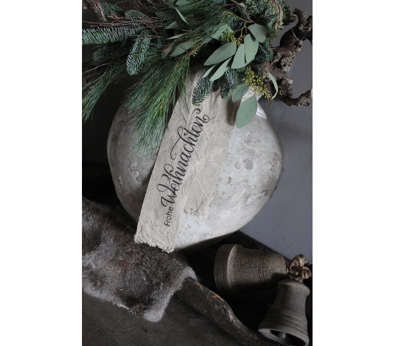 Shabby linnen kerst-lint Frohe weihnachten 100cm