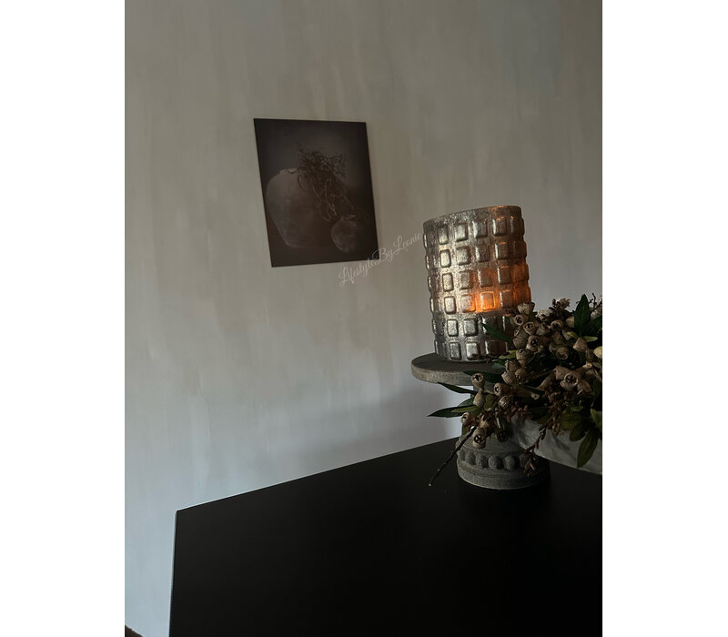 Houten decobord / paneel Sobere kruik met tak 55 x 45 cm