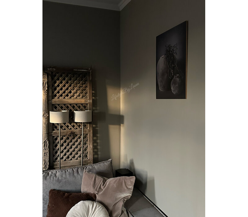 Houten decobord / paneel Sobere kruik met tak 55 x 45 cm