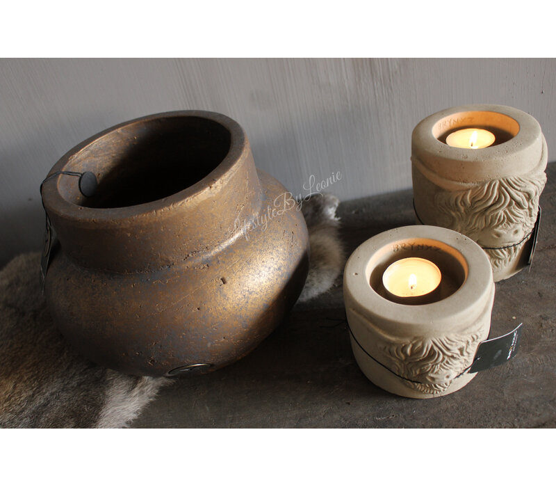 Brynxz waxinelichthouder Hooglander taupe 8 cm