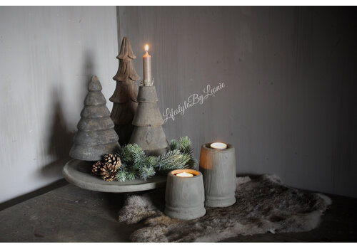 Stenen plateau op voet Organic grey 34 x 6 cm