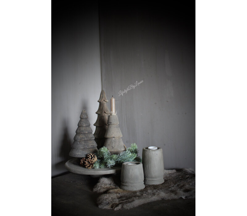 Stenen plateau op voet Organic grey 34 x 6 cm