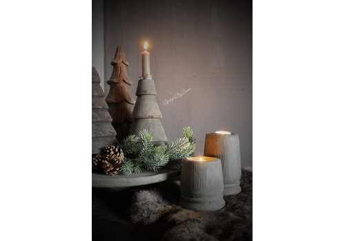 Stenen kandelaar Organic grey 10 cm