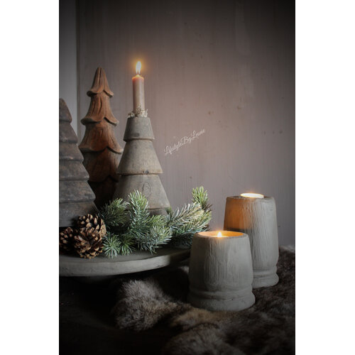 Stenen kandelaar Organic grey 10 cm 