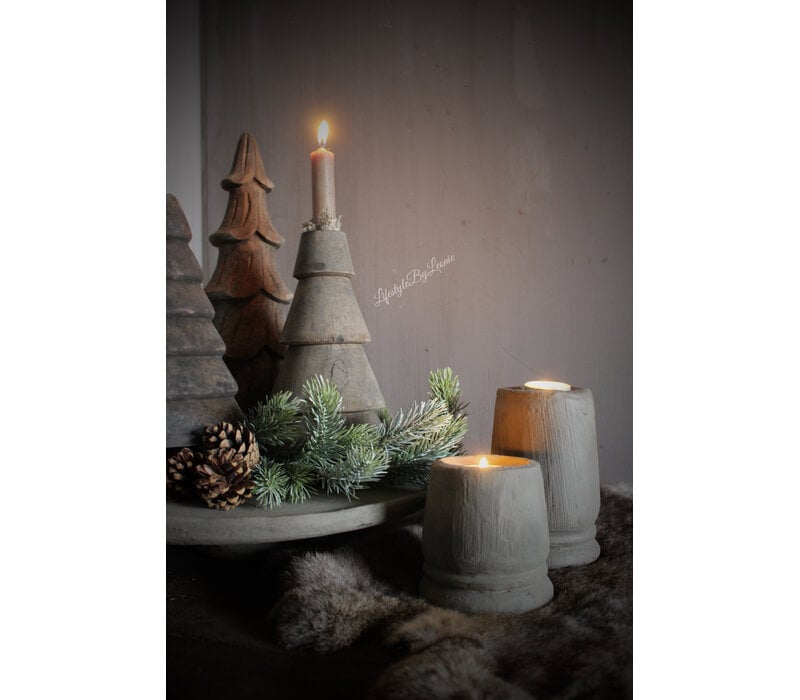 Stenen kandelaar Organic grey 10 cm